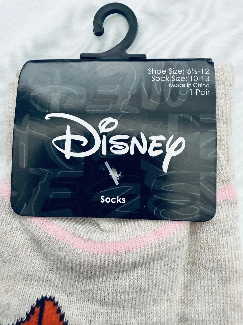 Disney Beige Crew Socks with Chipmunk  Character Accent